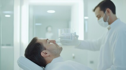 Fototapeta premium Hair restoration therapy in a professional clinic. Featuring healing and care
