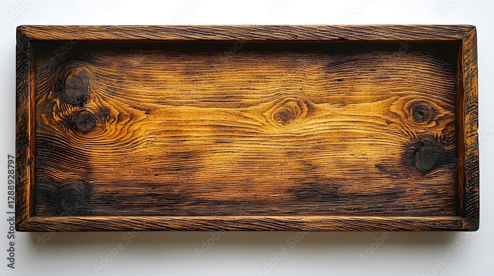 Aufkleber Rustic Wooden Tray with Elegant Grain Patterns and Texture
