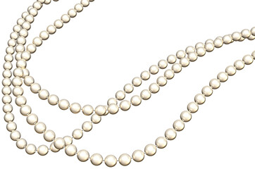 Pearl necklace over a transparent background. 3D render.