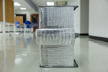 Different types of ventilation duct work in engineering laboratories