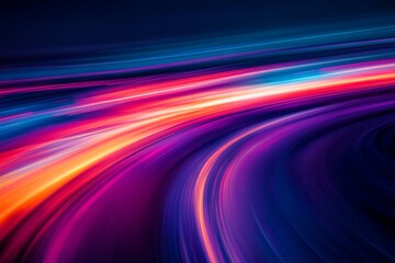 Vivid neon light trails in dynamic abstract motion blur