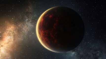 Earth-like exoplanet with glowing atmosphere, symbolizing the search for habitable worlds beyond our solar system.
