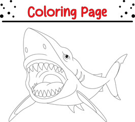 Obraz premium Shark Coloring Page. sea animal coloring book page for kids