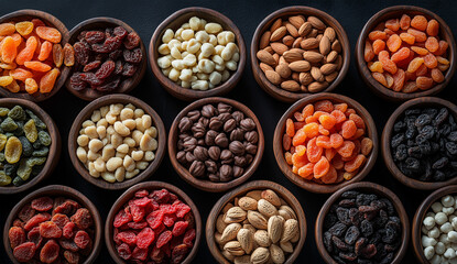 Nutritious Dried Fruit Medley on Wooden Surface 