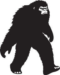silhouette, vector, yeti, illustration, black, foot, big
