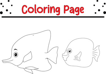 Cute Fish Coloring Page. sea animal coloring book page for kids