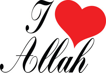 Fototapeta premium Elegant Islamic Calligraphy – I Love Allah Arabic Typography Art