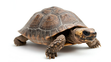 Fototapeta premium Tortue terrestre à carapace bombée et motifs géométriques sur fond blanc