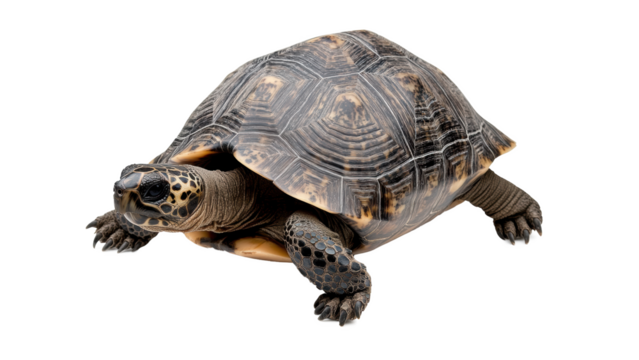 Tortue terrestre à carapace bombée et motifs géométriques, isolé et détouré - Powered by Adobe
