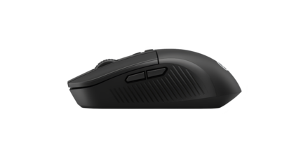 Wireless computer mouse on plaid fabric, a closeup view of modern technology closeup