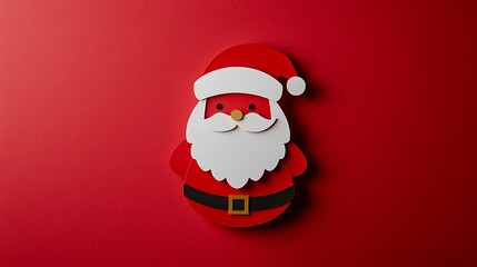 A Santa Claus emoji on a bright red background, minimal flat design, isolated