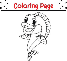 Cute Fish Coloring Page. sea animal coloring book page for kids