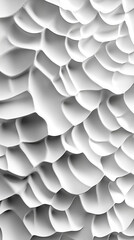 Abstract texture of layered white shapes creating a three-dimensional effect, suitable for backgrounds