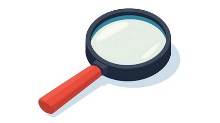A magnifying glass emoji on a white background, minimal flat design, isolated