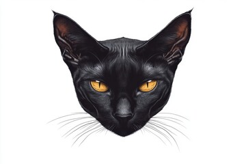 A Detailed Portrait of a Black Cat with Golden Eyes