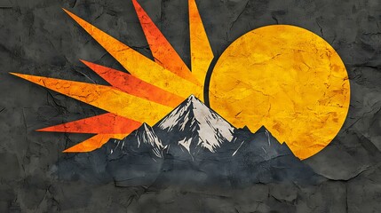 A mountain emoji on a earthy brown background, minimal flat design, isolated