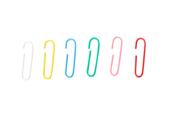 Collection of Colorful Paper Clip cutout, full depth of field.