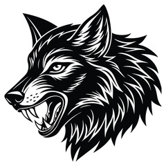 Fototapeta premium howling wolf head vector art illustration