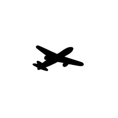 Black Airplane Silhouette Isolated on White
