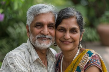 Portrait of a tender indian couple in their 50s planning a future together