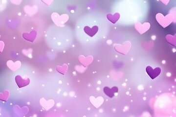 Romantic Pastel Spring Background. Colorful hearts on a dreamy background