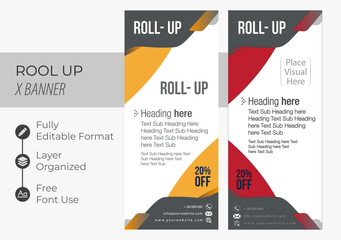 Professional Unique Corporate Roll Up Banner Signage Standee Template for Multipurpose