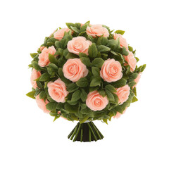 Bouquet of pink roses arranged elegantly on a solid black background for floral decoration and design isolated on transparent background..