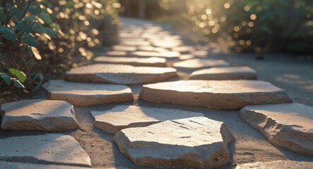 Natural Stone Pathway with Irregular Shapes in Sunlight Texture