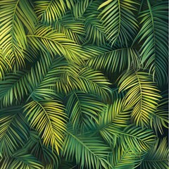 Naklejka premium Tropical Palm Fronds in an Isometric Repeating Design
