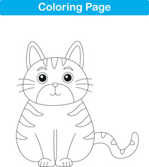 Funny cartoon cat. Coloring pages. Vector illustration