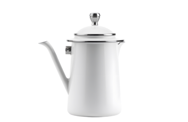 A classic enamel coffee percolator fully