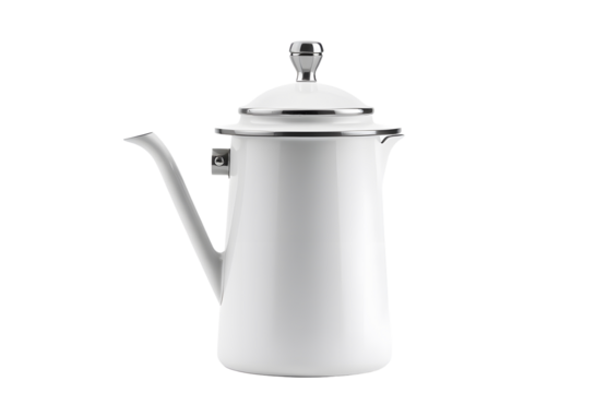 A classic enamel coffee percolator fully