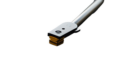 A classic turntable needle arm
