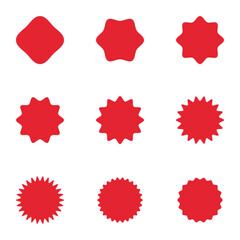 Discount sale banner red sticker, blank shopping elements set