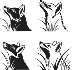 set of 9 silhouette the black eastern fox the hea