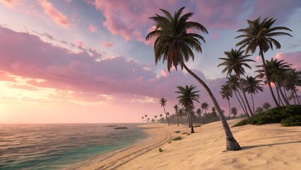 Tropical Island Getaway: Palms and Sunset Beach

