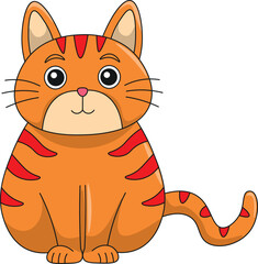 Cute cat cartoon. Flat vector illustration. Wild life animals. Cute animal on white background