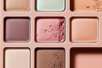 Fototapeta premium Colorful makeup palette showcasing various shades and textures for versatile beauty looks during daytime or evening occasions