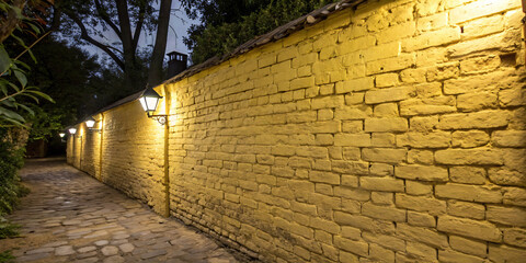 Yellow Brick Wall with Rustic Appearance