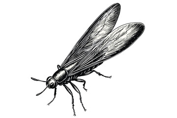 Vintage art rodent, hand-drawn firefly, aquatic animal, antique style, black sketch effect, wildlife, vector illustration, print design, trendy, white background, engraved look.