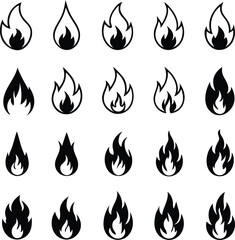 fire flame set vector illustration