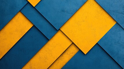 Colorful geometric layers in blue and yellow creating a vibrant abstract background.