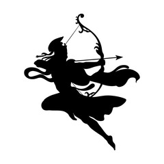 Fototapeta premium Shree ram silhouette vector on white background.