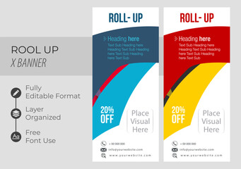 Professional Unique Corporate Roll Up Banner Signage Standee Template for Multipurpose