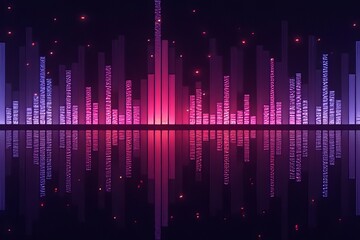 Fototapeta premium Vibrant Purple and Pink Audio Visualizer Displaying Dynamic Sound Waves