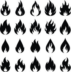 fire flame set vector illustration