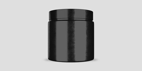 Black blank supplement jar with no label mockup, front view