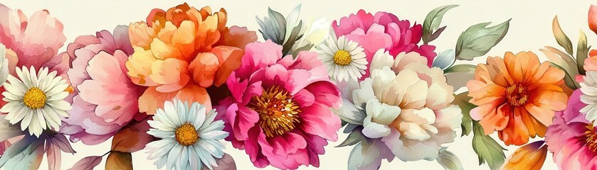 Romantic Pastel Spring Background. Colorful floral arrangement on a light background