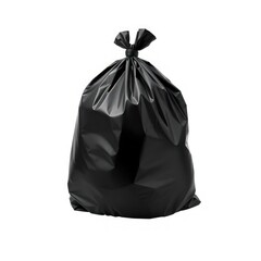 Black Plastic Garbage Bag. Large Bag Tied At The Top, Suitable For Household Waste And Featuring A Strong, Durable Material. Perfect Any Project.