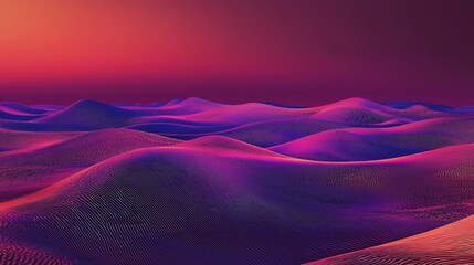 Fototapeta premium Vibrant Sunset Over Abstract Sand Dunes in Shades of Purple and Pink with Smooth Textures and Gradual Color Transitions